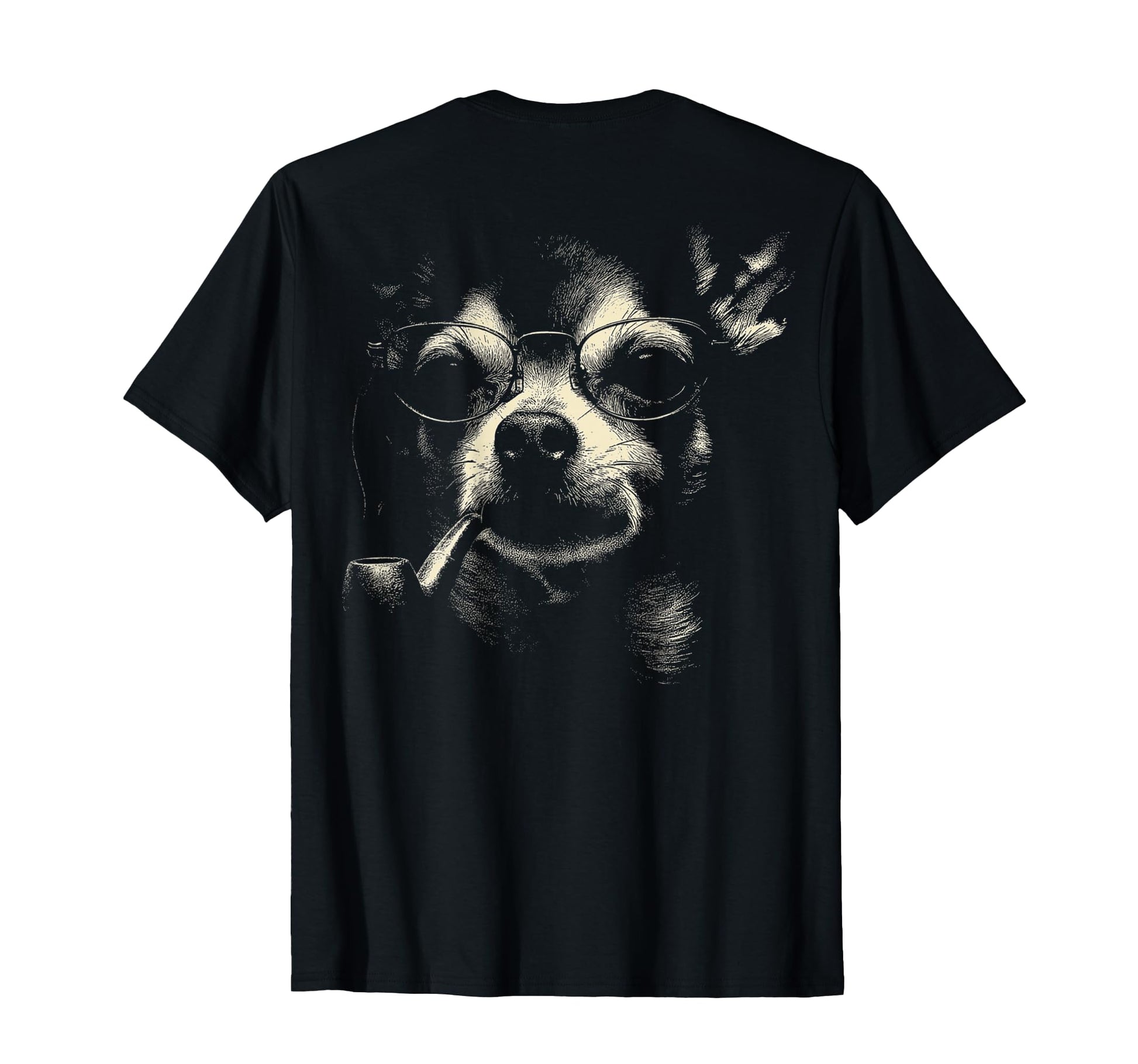 Chihuahua Smoking Pipe Glasses 90S T-Shirt - Minimalist Print Men Women - T-Shirt, Sweatshirt, Hoodie