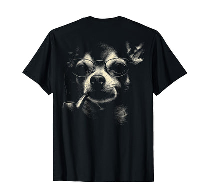 Chihuahua Smoking Pipe Glasses 90S T-Shirt - Minimalist Print Men Women - T-Shirt, Sweatshirt, Hoodie