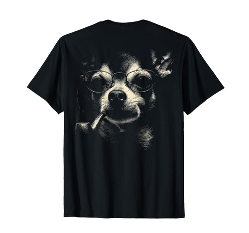 Chihuahua Smoking Pipe Glasses 90S T-Shirt - Minimalist Print Men Women - T-Shirt, Sweatshirt, Hoodie