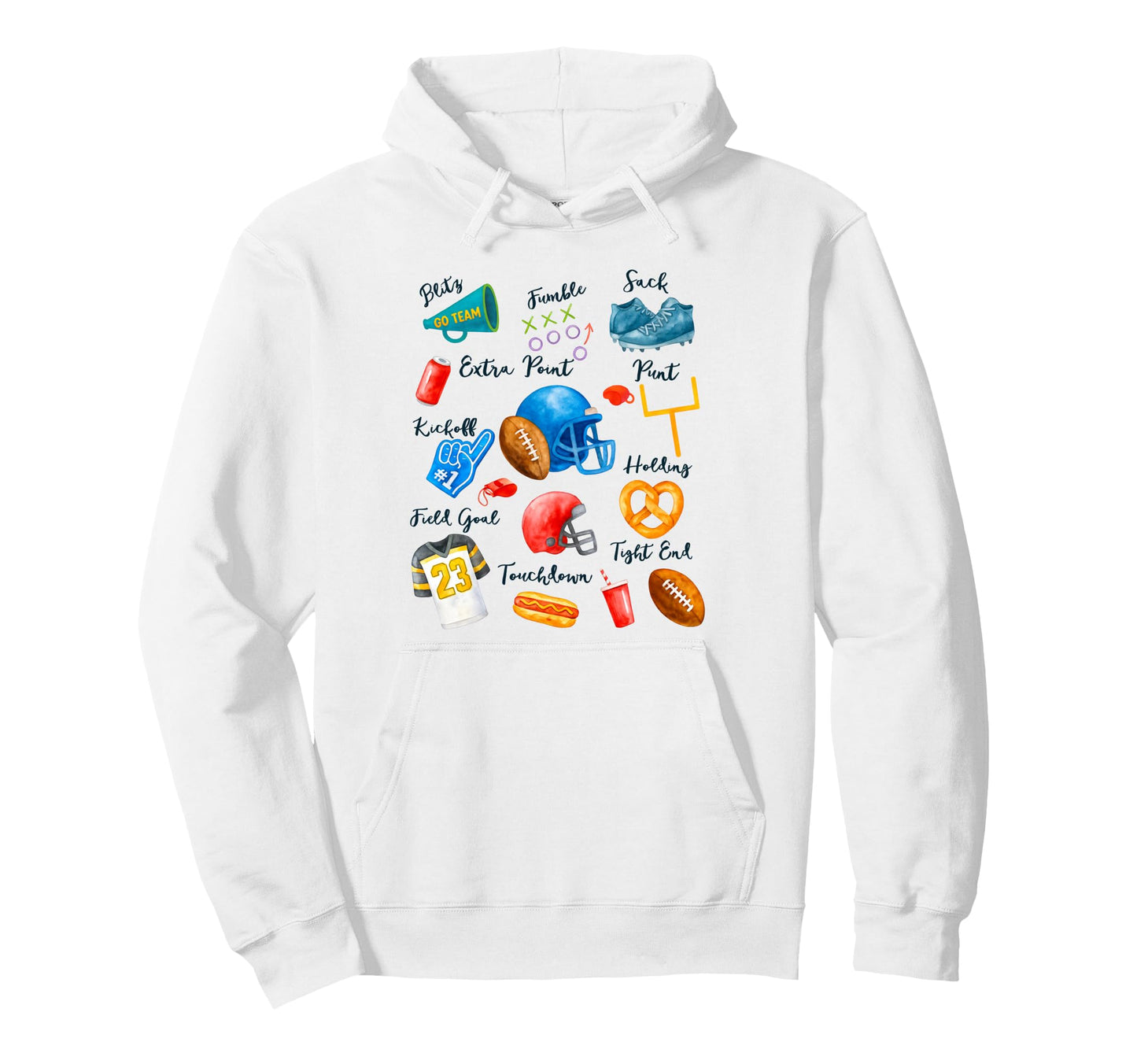 Football Player Touchdown Game Day Hoodie - Aesthetic Graphic Men Women - T-Shirt, Sweatshirt, Hoodie
