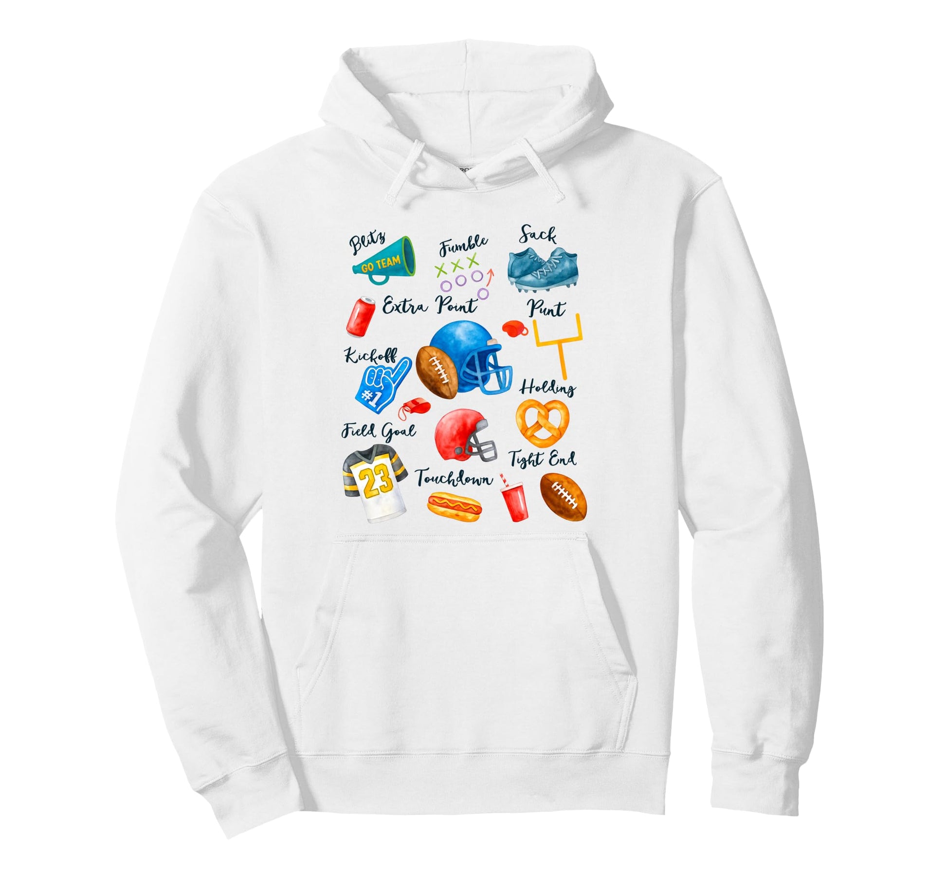 Football Player Touchdown Game Day Hoodie - Aesthetic Graphic Men Women - T-Shirt, Sweatshirt, Hoodie