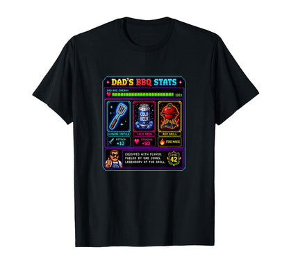 Funny Dads Bbq Stat Pixel Art T-Shirt - Aesthetic Graphic Men Women - T-Shirt, Sweatshirt, Hoodie