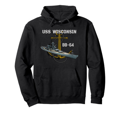 Warship Uss Wisconsin Bb 64 Battleship Hoodie - Minimalist Print Men Women - T-Shirt, Sweatshirt, Hoodie