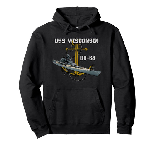 Warship Uss Wisconsin Bb 64 Battleship Hoodie - Minimalist Print Men Women - T-Shirt, Sweatshirt, Hoodie