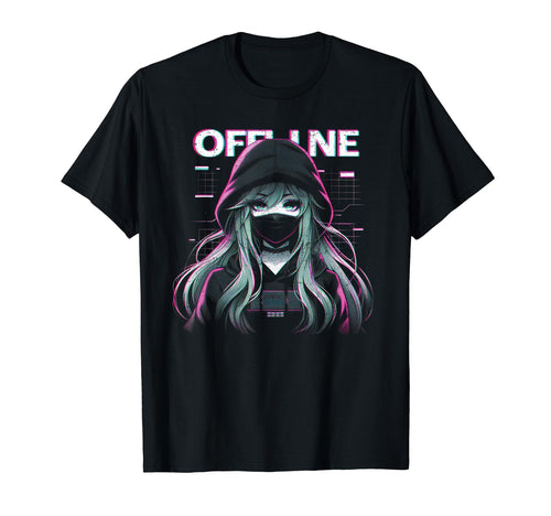 Offline Anime Facemask Vaporwave T-Shirt - Casual Everyday Wear Men Women - T-Shirt, Sweatshirt, Hoodie