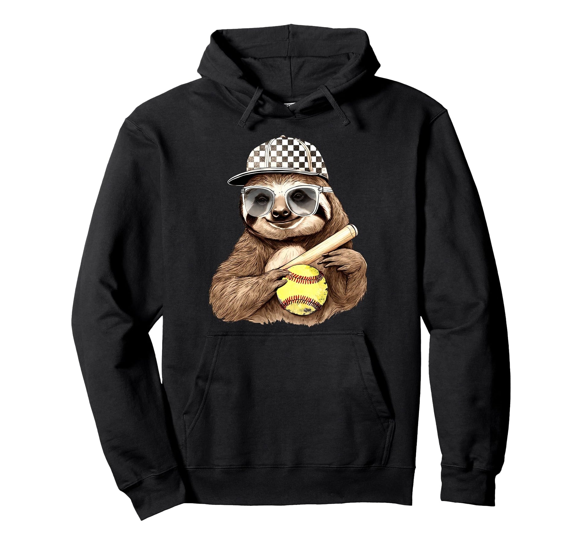 Sloth Wear Sunglasses Playing Hoodie - Custom Art Print for Adults - T-Shirt, Sweatshirt, Hoodie