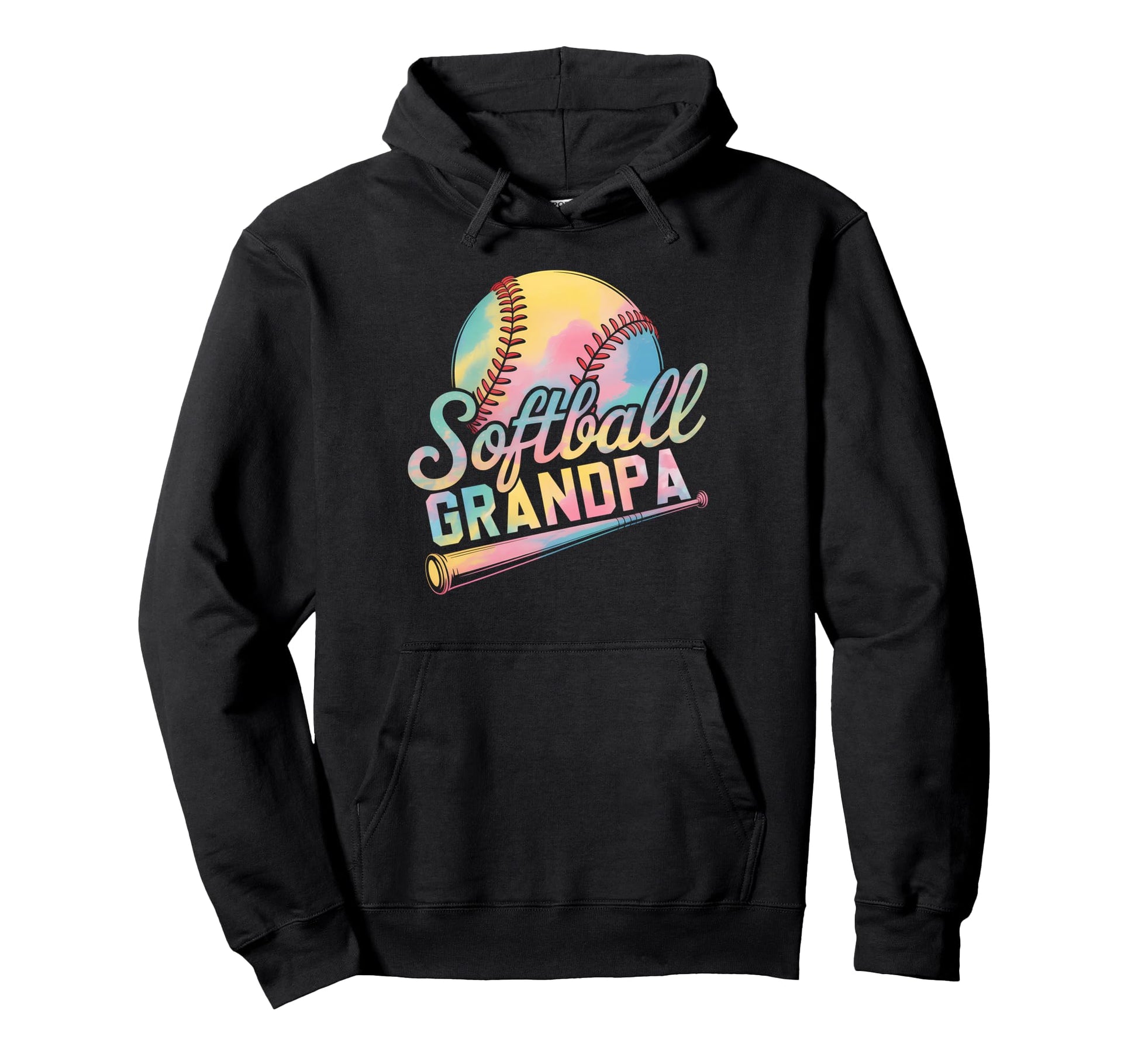 Softball Grandpa Tie Dye Grandma Fathers Hoodie - Aesthetic Graphic Unisex - T-Shirt, Sweatshirt, Hoodie