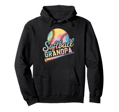 Softball Grandpa Tie Dye Grandma Fathers Hoodie - Aesthetic Graphic Unisex - T-Shirt, Sweatshirt, Hoodie