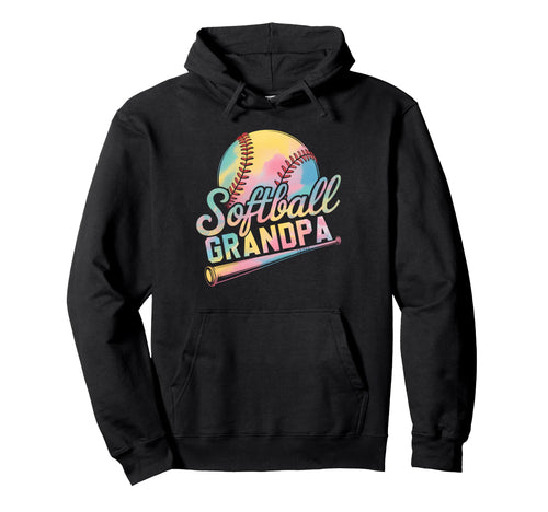 Softball Grandpa Tie Dye Grandma Fathers Hoodie - Aesthetic Graphic Unisex - T-Shirt, Sweatshirt, Hoodie