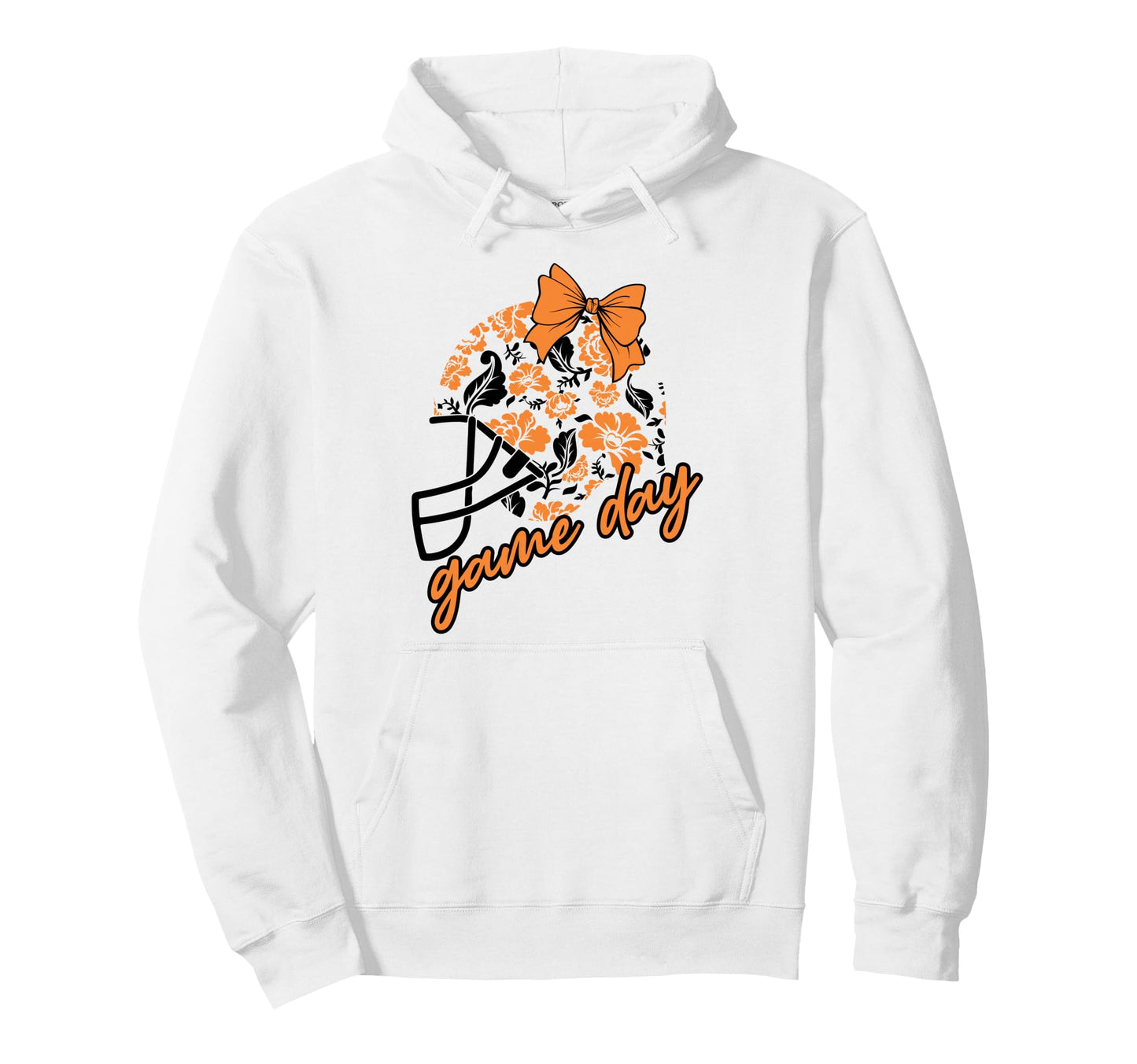 Orange Game Day Football Mom Floral Helmet Hoodie - Unique Graphic Unisex - T-Shirt, Sweatshirt, Hoodie