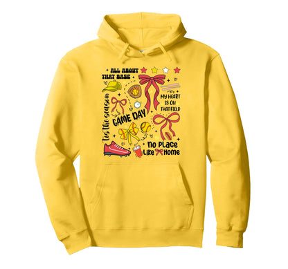 Softball Mom Daughter Heart Field Hoodie - Aesthetic Graphic for Adults - T-Shirt, Sweatshirt, Hoodie