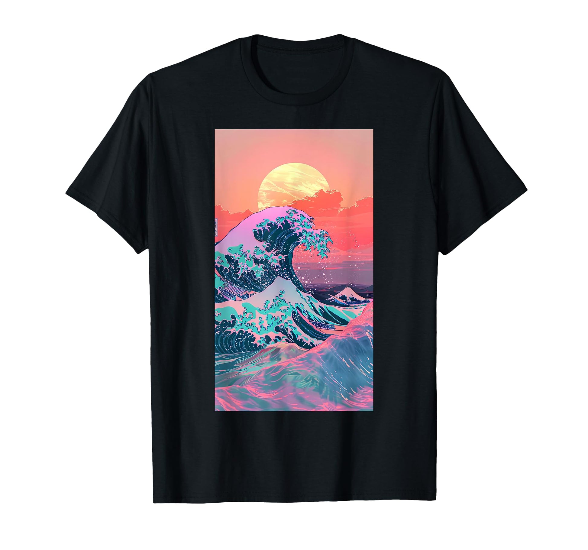 Vaporwave Aesthetic Great Ocean Wave T-Shirt - Graphic Print for Adults - T-Shirt, Sweatshirt, Hoodie