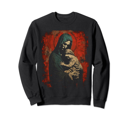 Mary Jesus Distressed 90S Goth Sweatshirt - Aesthetic Graphic Men Women - T-Shirt, Sweatshirt, Hoodie