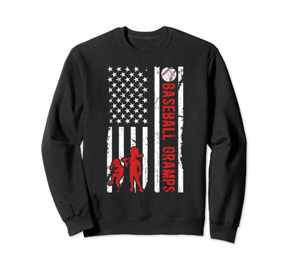 Baseball Gramps Grandpa Us Flag Sweatshirt - Fun Novelty Design Unisex - T-Shirt, Sweatshirt, Hoodie