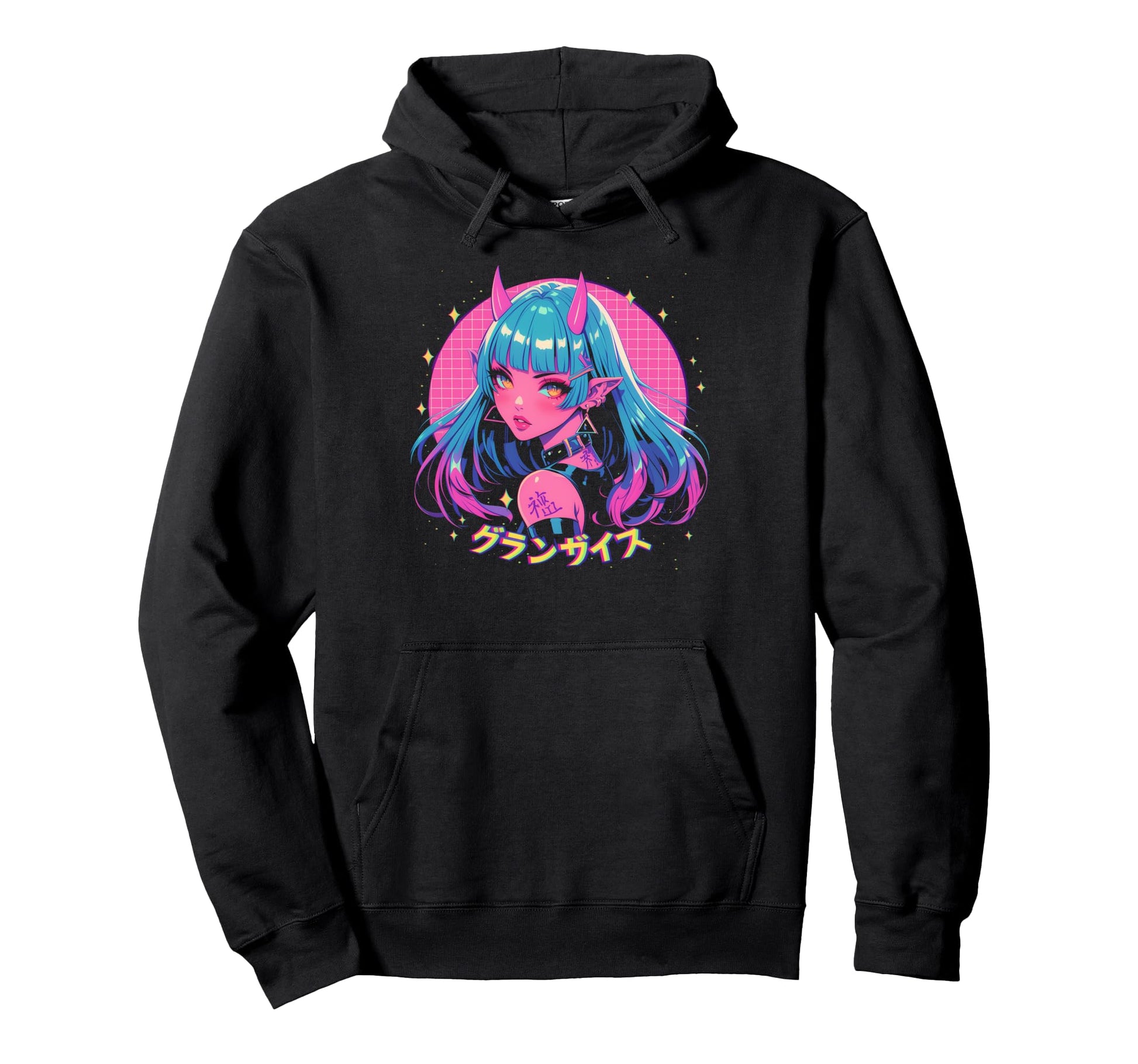 Goth Grunge Demon Anime Waifu Horror Alt Hoodie - Aesthetic Graphic Unisex - T-Shirt, Sweatshirt, Hoodie