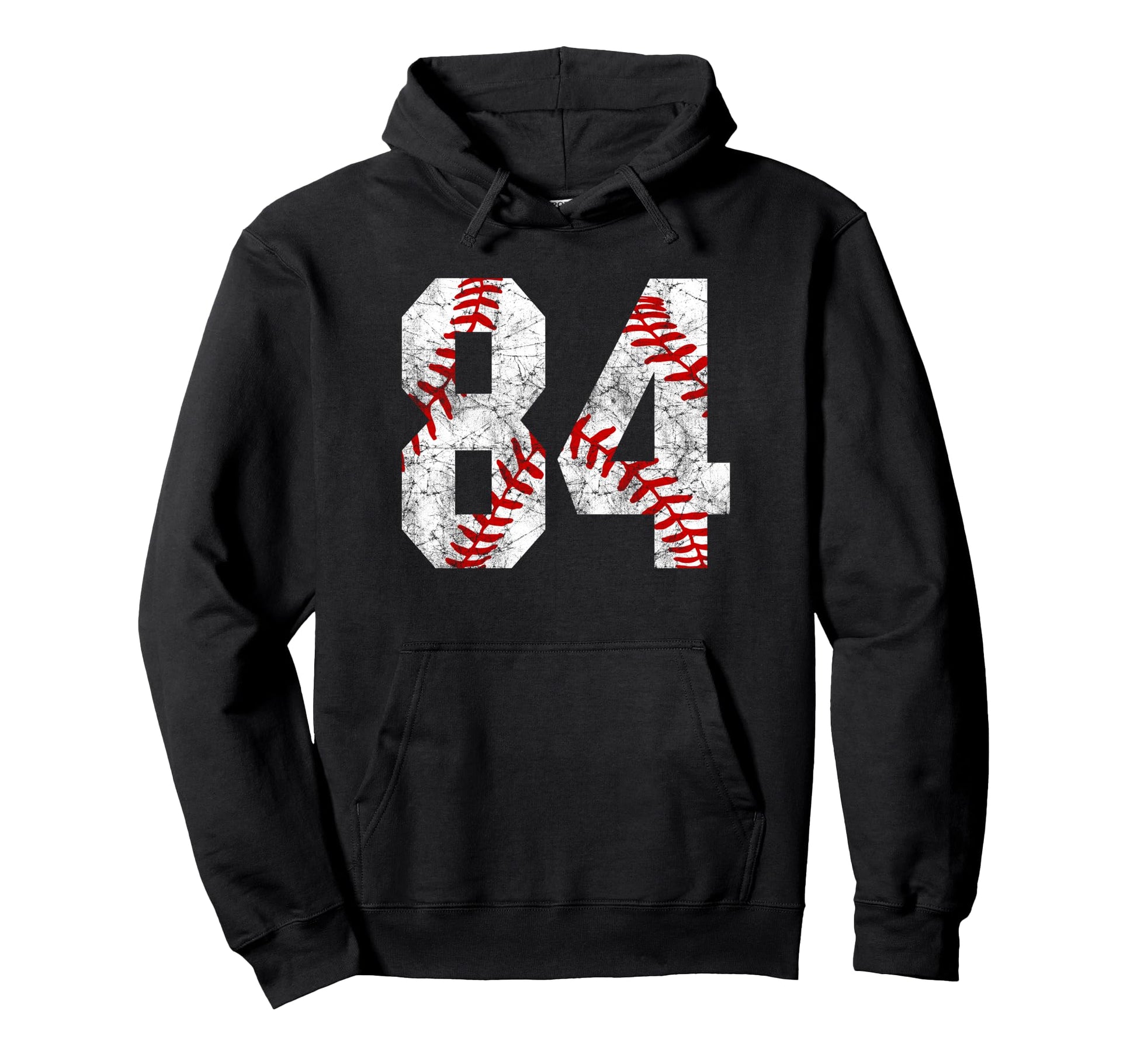 Distressed Baseball Number 84 Jersey Hoodie - Unique Graphic Unisex - T-Shirt, Sweatshirt, Hoodie