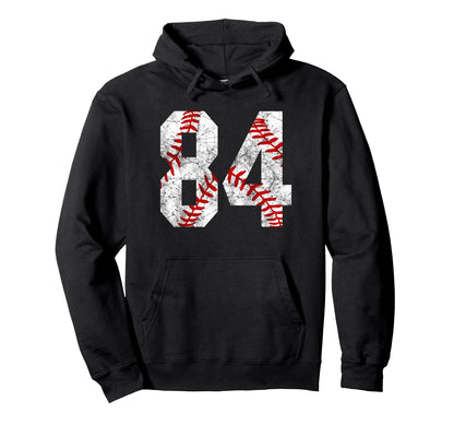 Distressed Baseball Number 84 Jersey Hoodie - Unique Graphic Unisex - T-Shirt, Sweatshirt, Hoodie