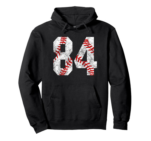 Distressed Baseball Number 84 Jersey Hoodie - Unique Graphic Unisex - T-Shirt, Sweatshirt, Hoodie