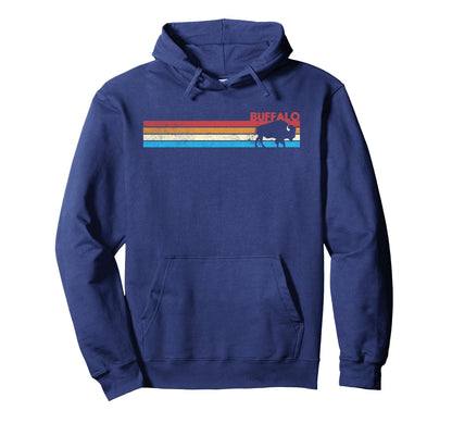 70S Rainbow Stripe Buffalo Distressed Hoodie - Unique Graphic Men Women - T-Shirt, Sweatshirt, Hoodie