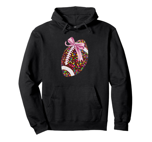 Womens Moms Coquette Bow Football Hoodie - Streetwear Style for Adults - T-Shirt, Sweatshirt, Hoodie