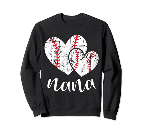 Baseball Nana Heart Ball Funny Sweatshirt - Casual Everyday Wear Men Women - T-Shirt, Sweatshirt, Hoodie