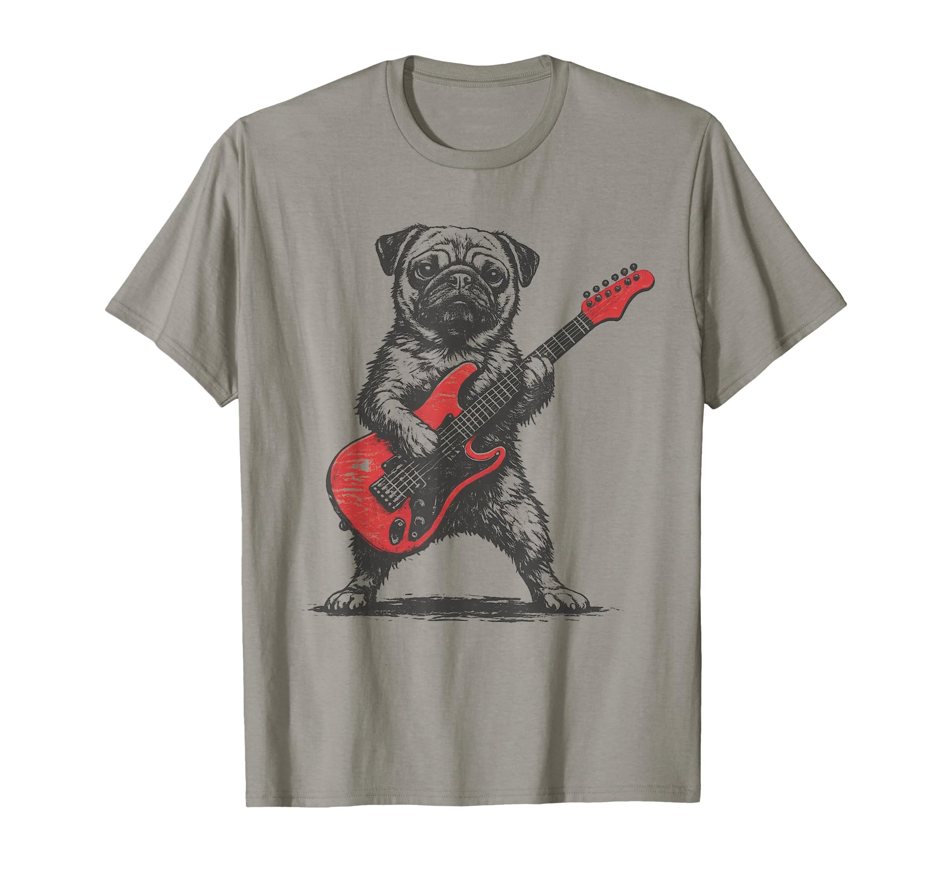 Pug Rock Funny Dog Playing Guitar T-Shirt - Aesthetic Graphic for Adults - T-Shirt, Sweatshirt, Hoodie