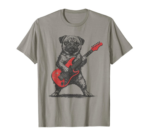 Pug Rock Funny Dog Playing Guitar T-Shirt - Aesthetic Graphic for Adults - T-Shirt, Sweatshirt, Hoodie