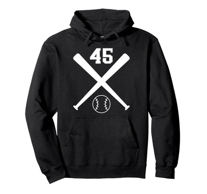 Baseball Softball Number 45 Hoodie - Aesthetic Graphic Men Women - T-Shirt, Sweatshirt, Hoodie