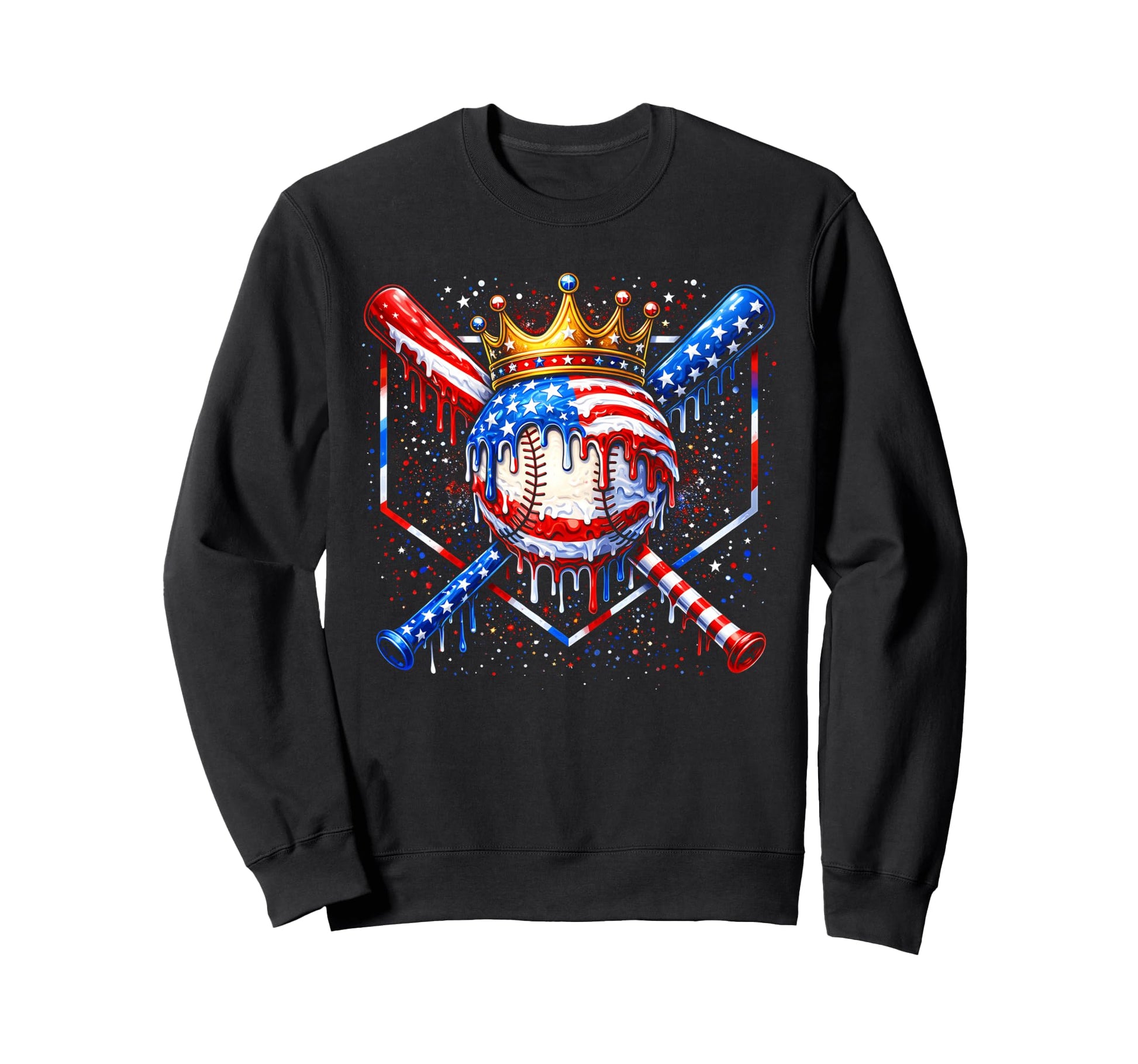 Dripping Baseball Drip 4Th July Sweatshirt - Custom Art Print for Adults - T-Shirt, Sweatshirt, Hoodie
