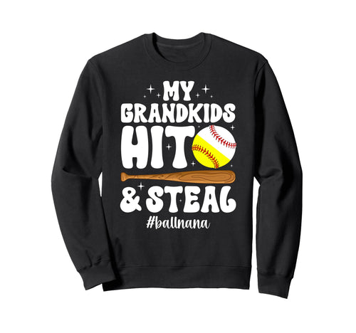 Ball Nana Groovy Baseball Sweatshirt - Fun Novelty Design for Adults - T-Shirt, Sweatshirt, Hoodie