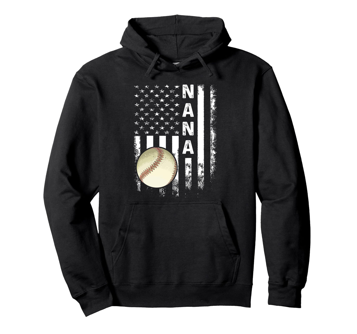 Baseball Nana America Flag Hoodie - Trendy Graphic for Adults - T-Shirt, Sweatshirt, Hoodie