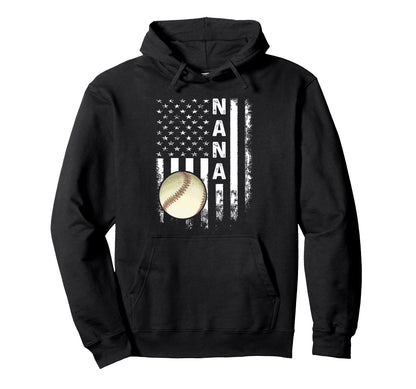 Baseball Nana America Flag Hoodie - Trendy Graphic for Adults - T-Shirt, Sweatshirt, Hoodie