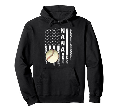 Baseball Nana America Flag Hoodie - Trendy Graphic for Adults - T-Shirt, Sweatshirt, Hoodie