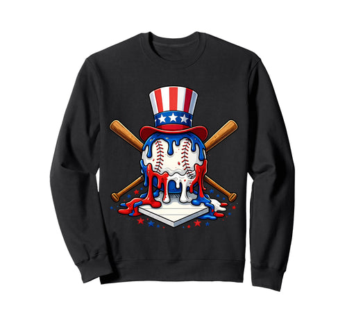 Patriotic 4Th July Baseball Uncle Sweatshirt - Custom Art Print for Adults - T-Shirt, Sweatshirt, Hoodie