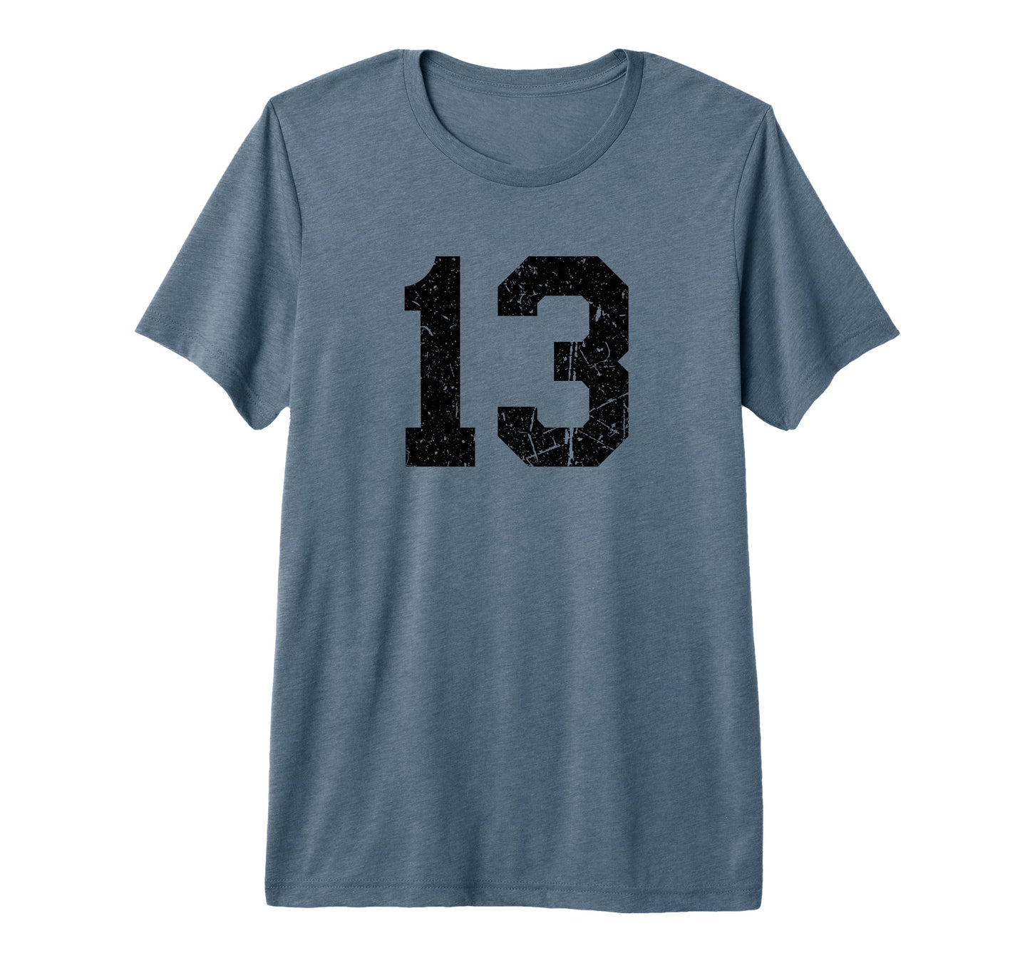 Black Distressed Sport Team Number 13 T-Shirt - Unique Graphic Men Women - T-Shirt, Sweatshirt, Hoodie