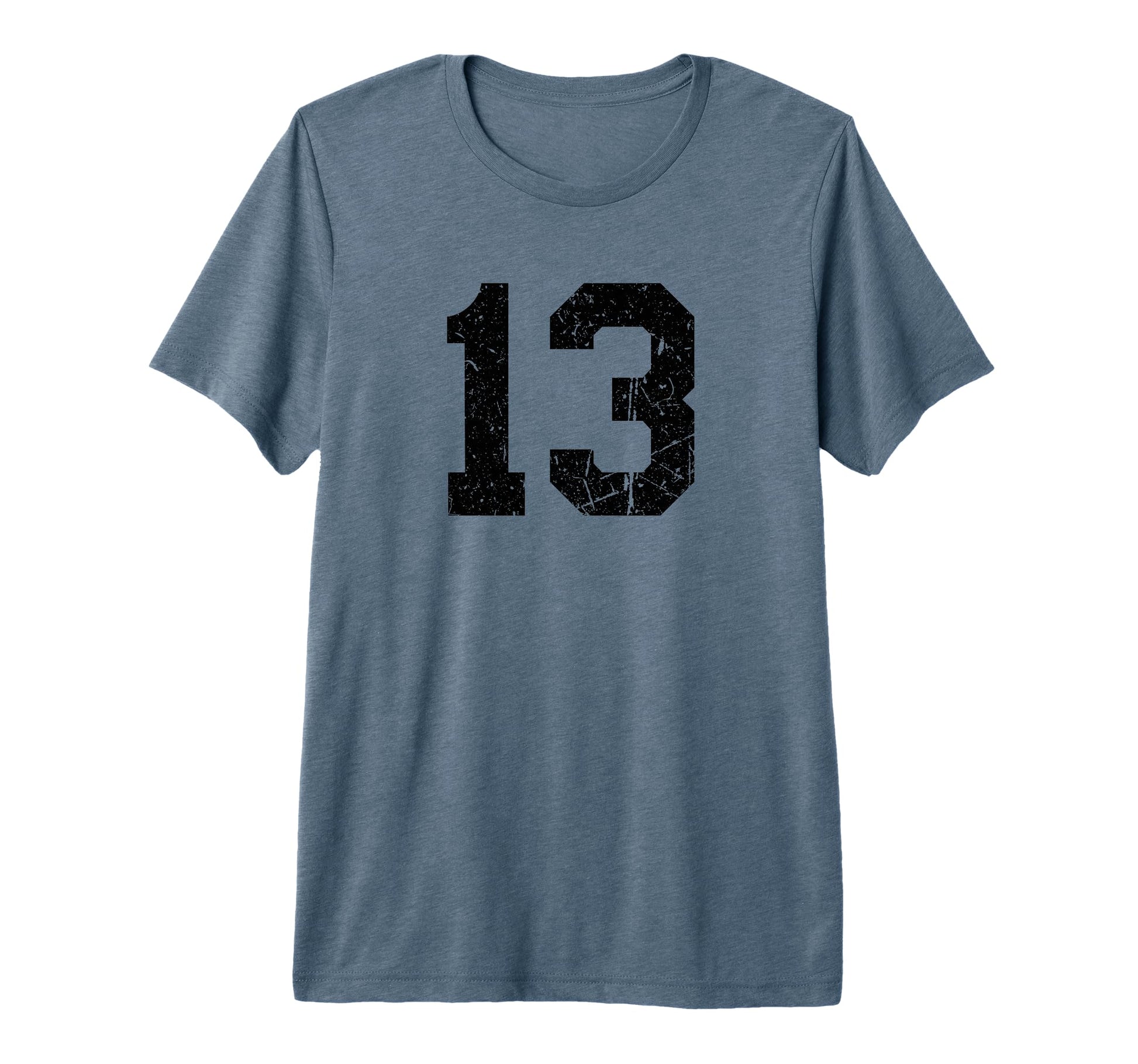 Black Distressed Sport Team Number 13 T-Shirt - Unique Graphic Men Women - T-Shirt, Sweatshirt, Hoodie