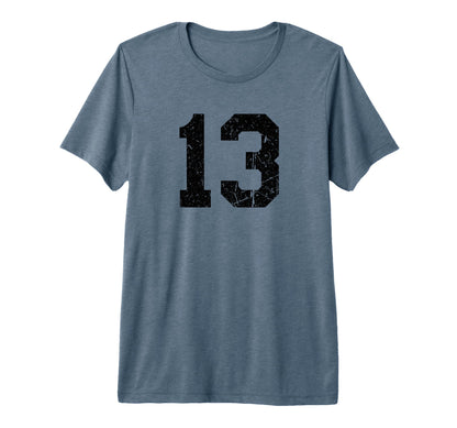 Black Distressed Sport Team Number 13 T-Shirt - Unique Graphic Men Women - T-Shirt, Sweatshirt, Hoodie