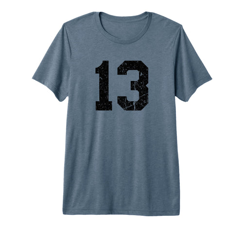 Black Distressed Sport Team Number 13 T-Shirt - Unique Graphic Men Women - T-Shirt, Sweatshirt, Hoodie
