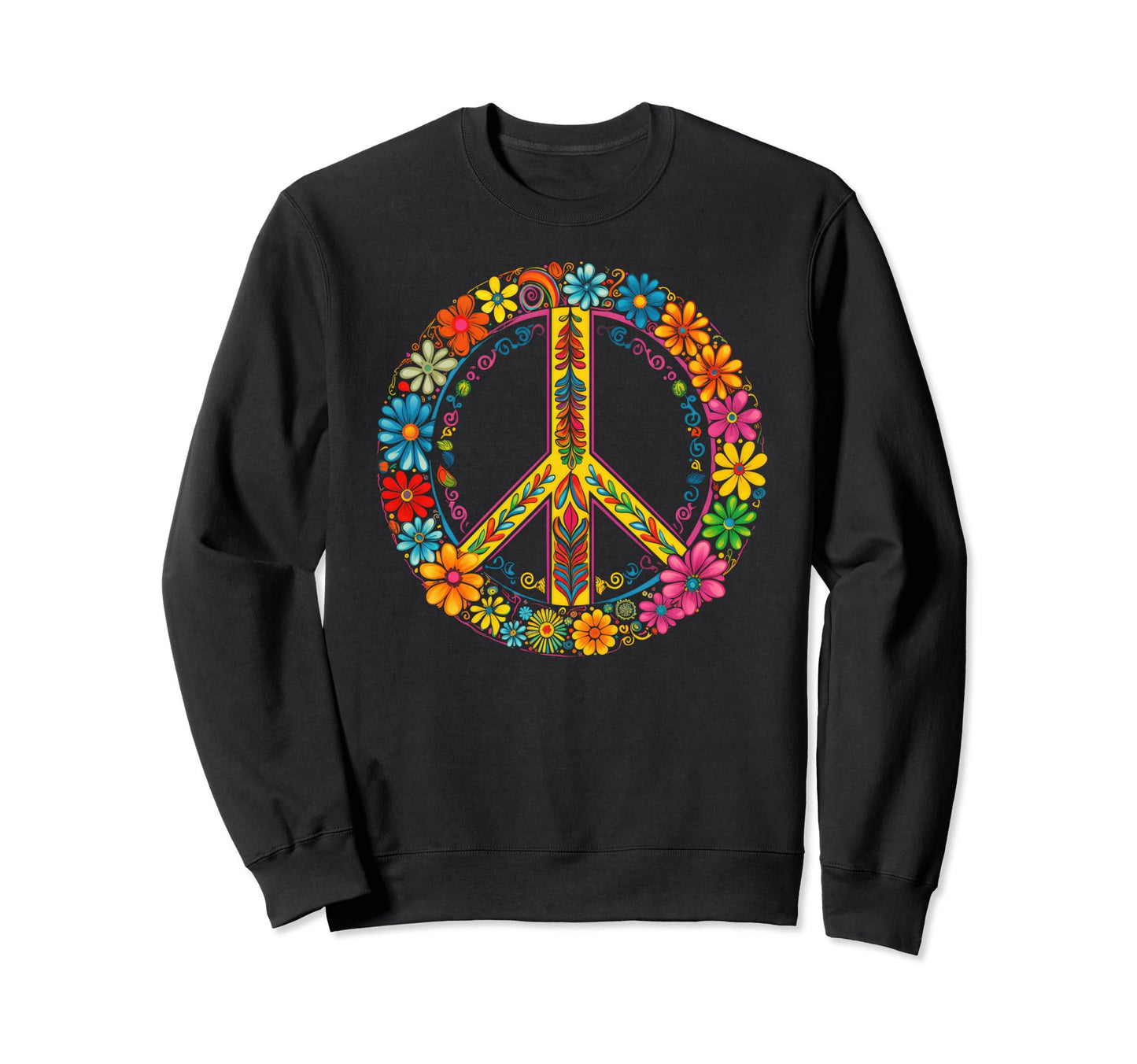 Peace Sign 60S 70S Hippie Boho Sweatshirt - Casual Everyday Wear Men Women - T-Shirt, Sweatshirt, Hoodie