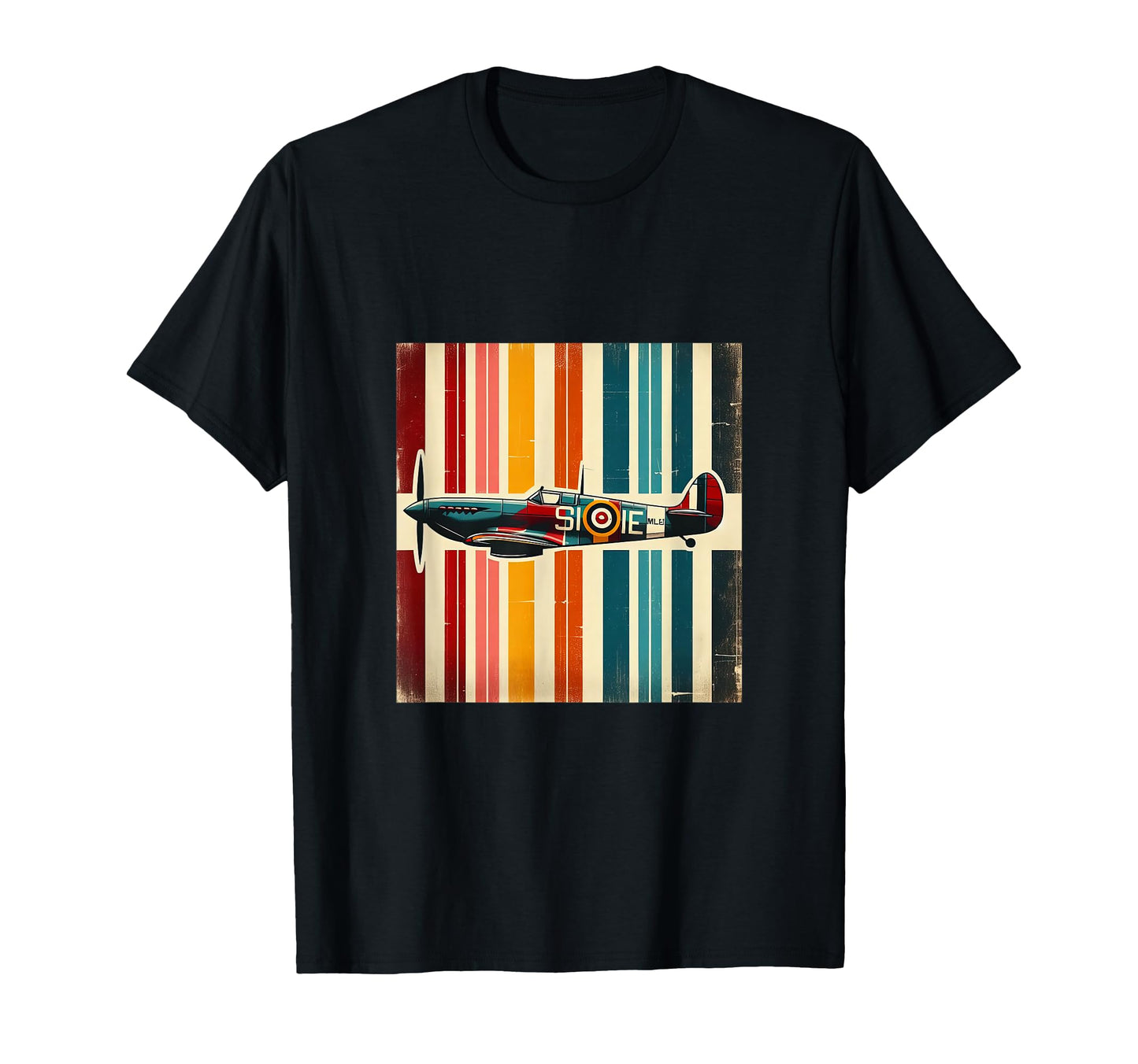 Ww2 Spitfire Raf Warplane Rainbow Colors T-Shirt - Aesthetic Graphic Unisex - T-Shirt, Sweatshirt, Hoodie