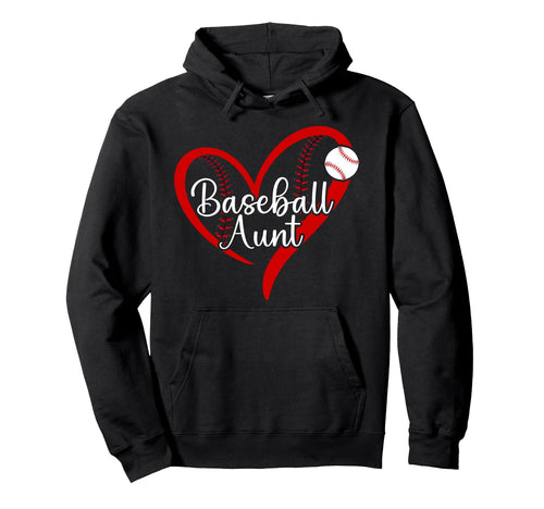 Baseball Aunt Heart Aunt Baseball Hoodie - Minimalist Print Men Women - T-Shirt, Sweatshirt, Hoodie