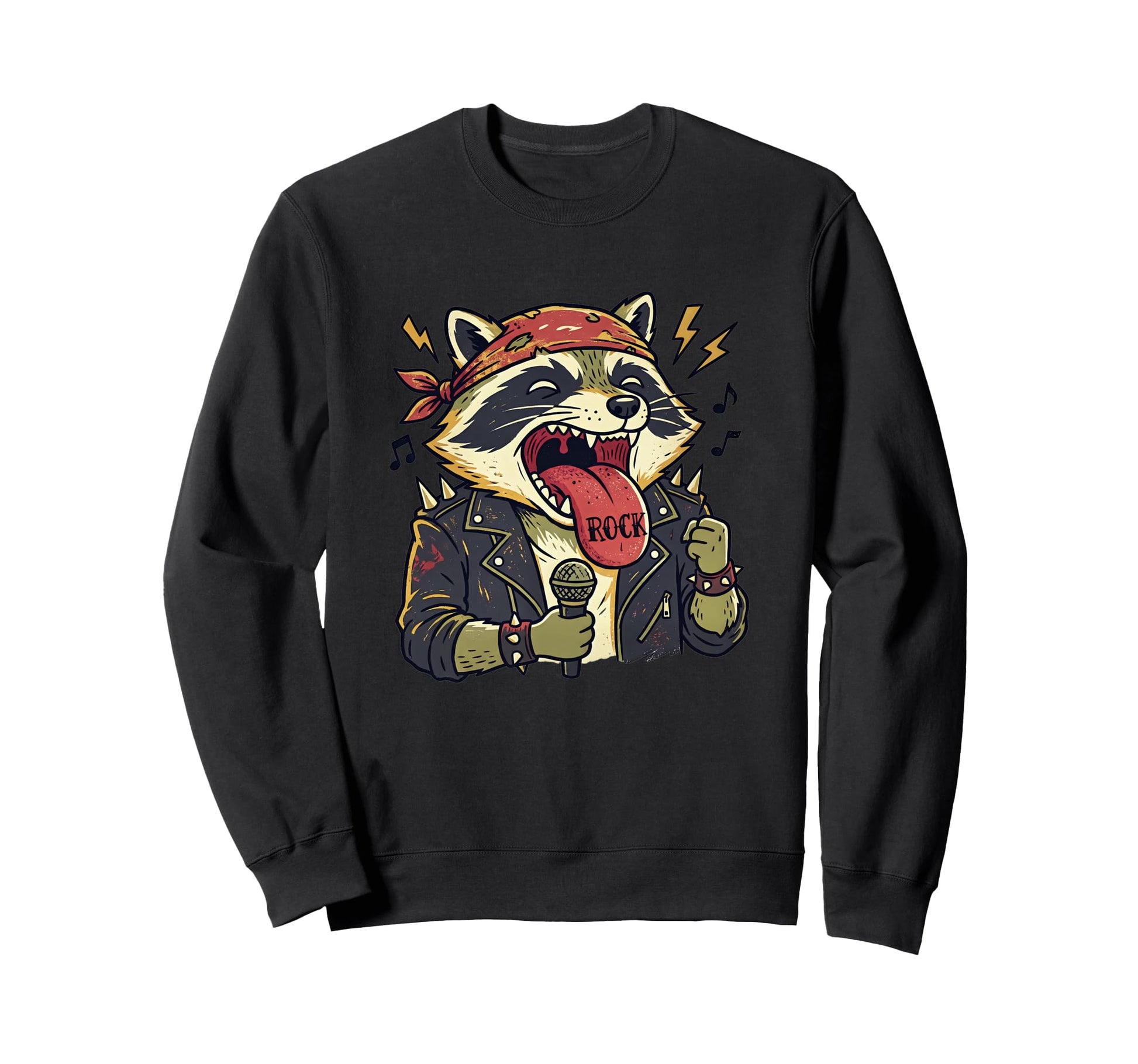 Raccoon Singer Rock Band Funny Sweatshirt - Streetwear Style Unisex - T-Shirt, Sweatshirt, Hoodie