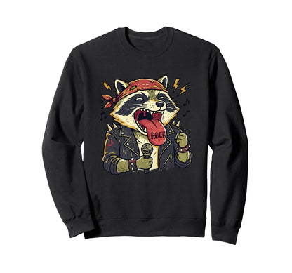 Raccoon Singer Rock Band Funny Sweatshirt - Streetwear Style Unisex - T-Shirt, Sweatshirt, Hoodie