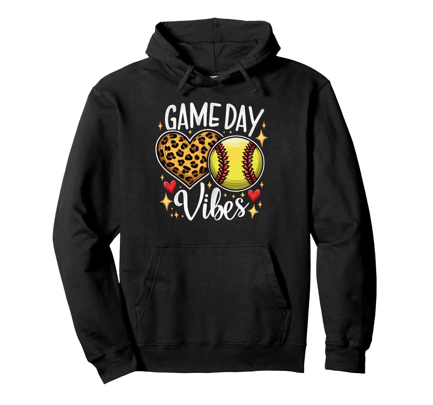 Bleached Softball Game Day Vibes Leopard Hoodie - Aesthetic Graphic Unisex - T-Shirt, Sweatshirt, Hoodie