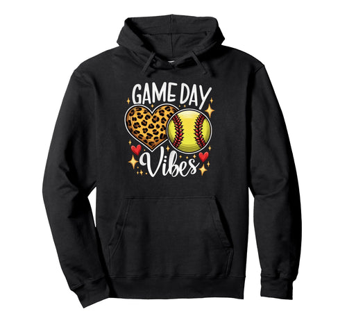 Bleached Softball Game Day Vibes Leopard Hoodie - Aesthetic Graphic Unisex - T-Shirt, Sweatshirt, Hoodie