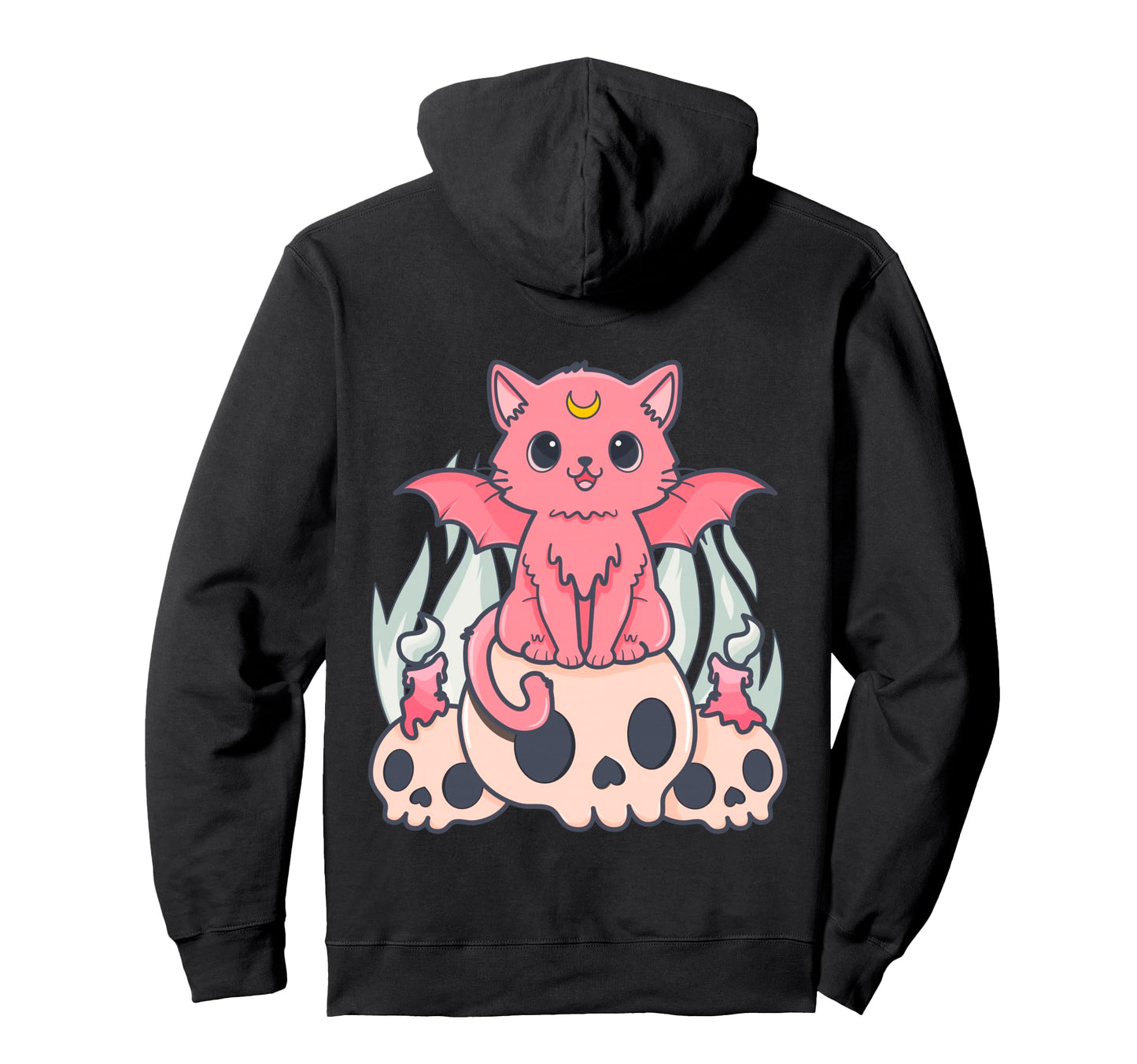 Kawaii Pastel Goth Creepy Demon Cat And Hoodie - Custom Art Print Unisex - T-Shirt, Sweatshirt, Hoodie