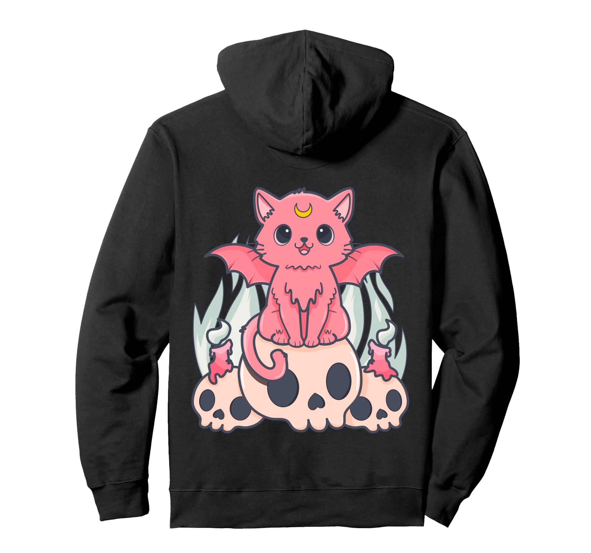Kawaii Pastel Goth Creepy Demon Cat And Hoodie - Custom Art Print Unisex - T-Shirt, Sweatshirt, Hoodie