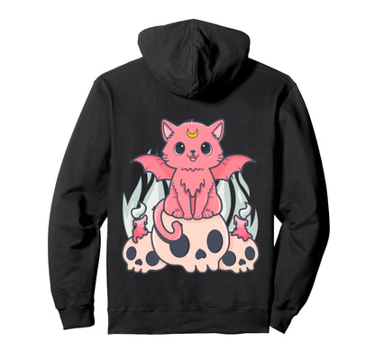 Kawaii Pastel Goth Creepy Demon Cat And Hoodie - Custom Art Print Unisex - T-Shirt, Sweatshirt, Hoodie
