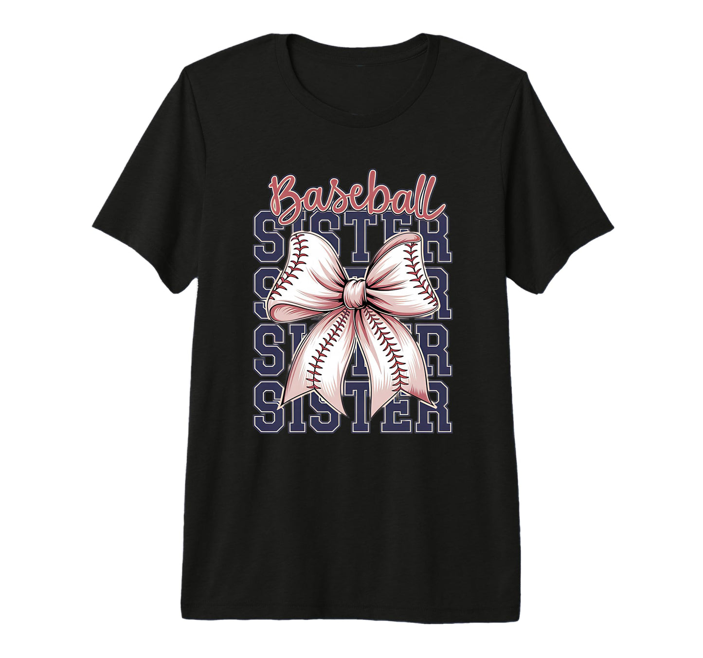 Baseball Sister Coquette Bow Tri Blend T-Shirt - Minimalist Print Men Women - T-Shirt, Sweatshirt, Hoodie