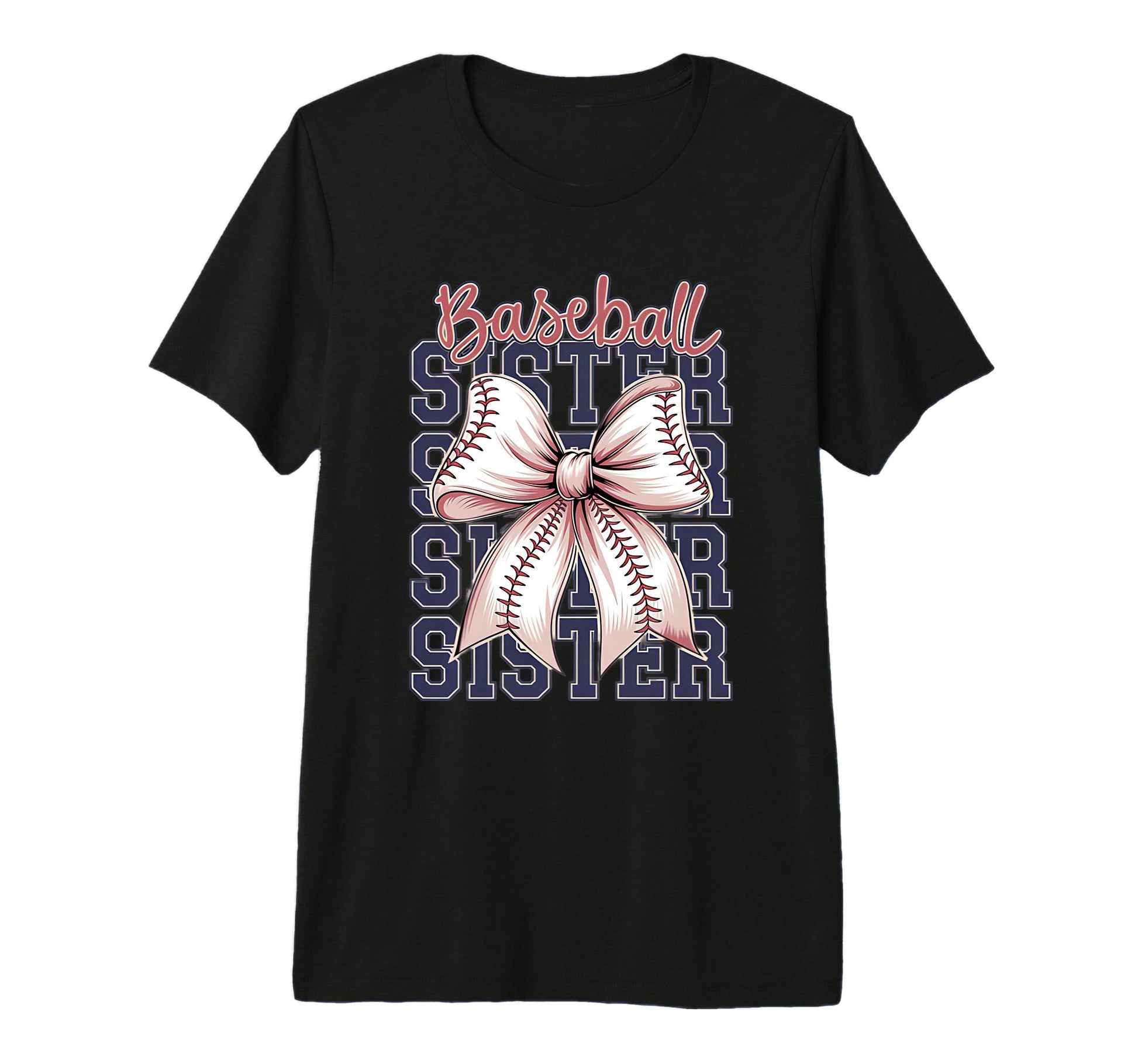 Baseball Sister Coquette Bow Tri Blend T-Shirt - Minimalist Print Men Women - T-Shirt, Sweatshirt, Hoodie